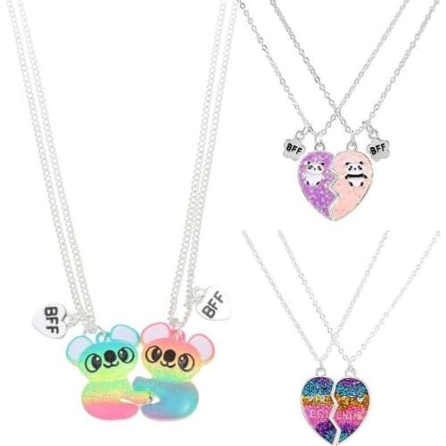 Heart-shaped Best Friends Necklaces Pendant Best Friend Magnetic Necklace Couples Chain Friendship Gifts for Girl Women