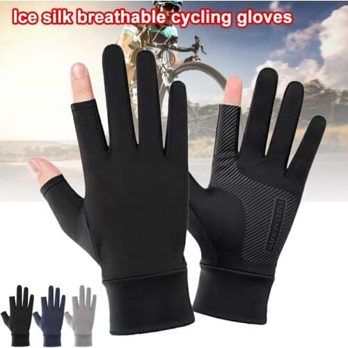 Cycling Gloves Non-Slip Breathable Touch Screen Thin Ice Silk Half Fingerless Gloves For Men Hiking Ski Cycling Gloves Sports