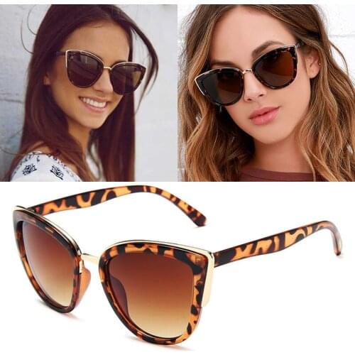 Vintage Cat Eye Sunglasses Women Fashion Brand Designer Sunglasses Female Sexy Leopard Cateyes Black Gradient Oculos De Sol