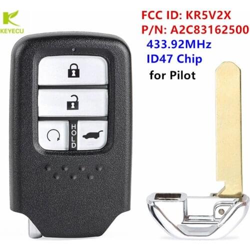 KEYECU Replacement Smart Remote Key 4 Buttons SUV 433MHz ID47 for Honda Pilot FCC ID: KR5V2X P/N: A2C83162500