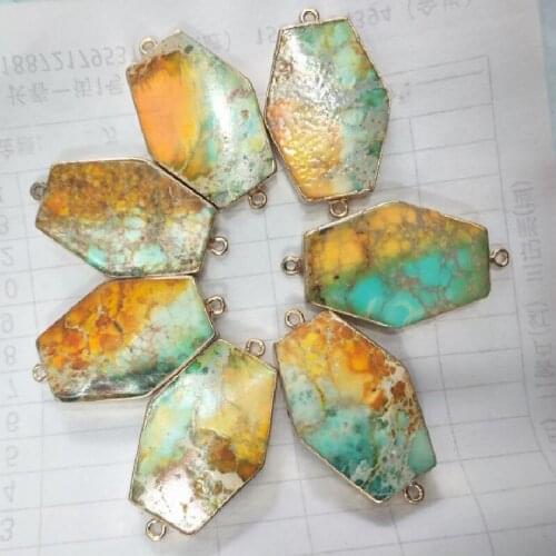 2PCS New Women Connectors Nature Imperial Jasper Material Size 37X25MM Free Shipping Wholesale Price From China Mountains Minels