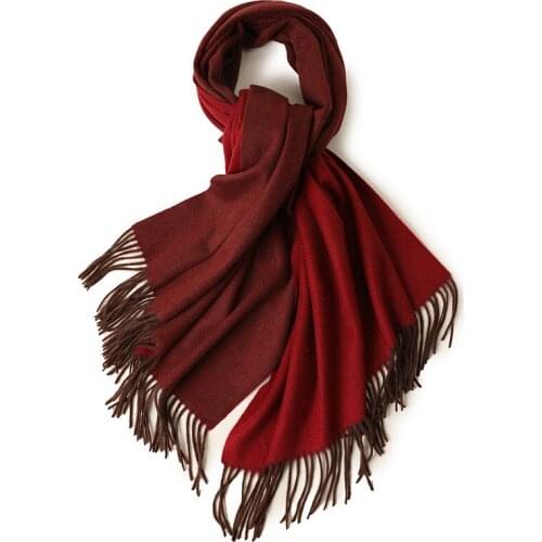 100% cashmere scarf Women shawl thickened double-sided ladies fringed water ripple shawl Inner Mongolia
