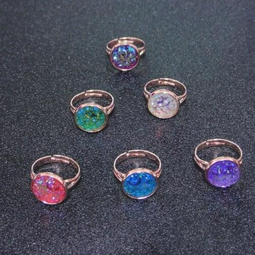 6pcs/lot Rose golden Plating Colorful Durzy Rings For Mothers Day Gifts