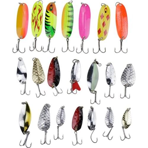 Spoon Fishing Lure Set Artificial Lures 20pcs/box 2.8g-10g Metal Spoonbaits Trout Lures Fishing Tackle Isca Spinner Bait