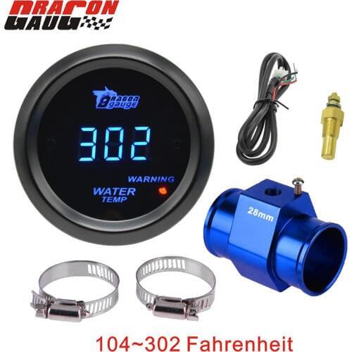 Dragon gauge 52mm 12V Car motorcycle Racing Blue backlight Digital LED Electronic Water Temp Gauge Temperature Fahrenheit Meter