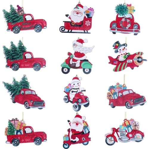 Wooden Christmas Ornaments Christmas Tree Decorations For Home 2022 New Year Decor Xmas Tree Pendant Santa Claus Snowman Navidad