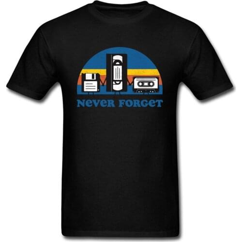 Never Forget T-shirt Old School Tshirt Men Black T Shirt Cassette Music Tops Jazz Vintage Tees Adult Cotton Clothes Friends Gift