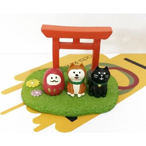 Cat Shiba Inu Dharma Model Archway Dog Car Ornaments Home Resin Decoration Crafts Fairy Garden Miniatures Kids Toys Figurines
