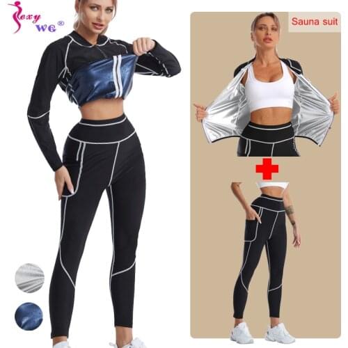SEXYWG Sweat Sauna Suit Women Shapewear Sauna Pants Body Shaper Slimming Shirt Waist Trainer for Weight Loss Fittness Blouse