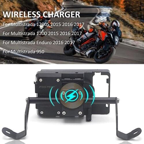GPS Smart Phone Wireless Charger Navigation Bracket Adapter Holder For Ducati Multistrada 950 1200S 1200 Enduro 2015 2016 2017