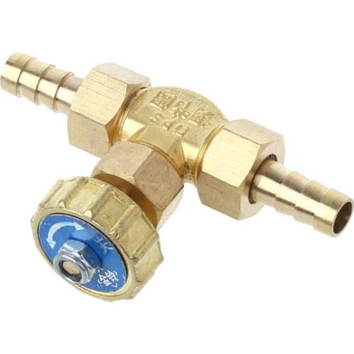 Elbow Brass Needle Valve 8mm Propane Butane Gas Adjuster Barbed Spigots 1 Mpa