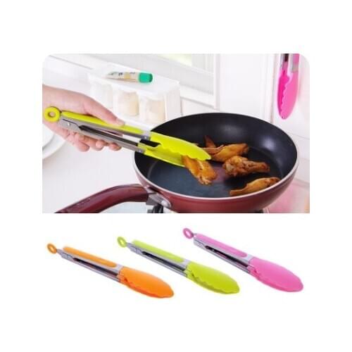New Silicone Kitchen Cooking Salad Utensils BBQ Clip Stainless Steel Utensil Gadget Food Accessories