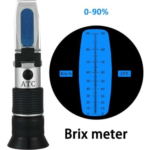 Handheld refractometer Brix Meter 0-90% Optical Portable Brix Tester Sugar Content Tester Concentration ATC Dual-scale With Box