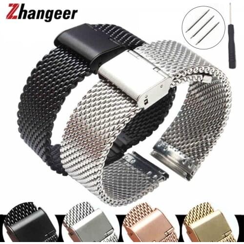 18mm 20mm 22mm 24mm Universal Milanese Watchband 1.0 Mesh Stainless Steel Strap Wrist Belt Bracelet Black Rose Gold Wrist Band