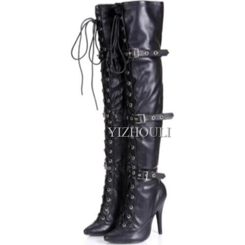 5inches.Ladies fashion high heel sexy above the knee boots, 12 cm high heel with sexy pole dancing above the knee