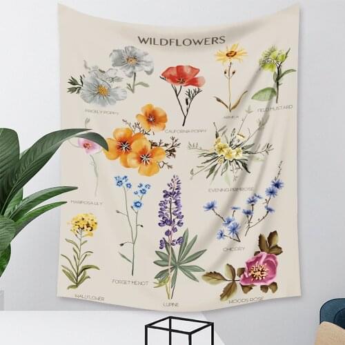 Nordic flower wall tapestry aesthetic small fresh Modern college dorm decor boho wall hanging Plant mural tablecloth Beach mat