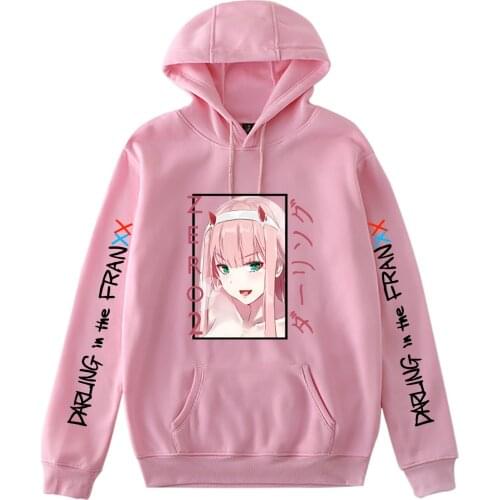 Zero Two Anime Hoodies Kawaii Darling In The Franxx Sweater Pullover Hooded Pocket Unisex Rope Couple Streetwear Sweatshirts