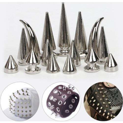 10sets 7*10mm Bullet Cone Studs And Spikes For Clothes DIY Handcraft Garment Rivets For Leather Bag Shoes Crafts Riveting