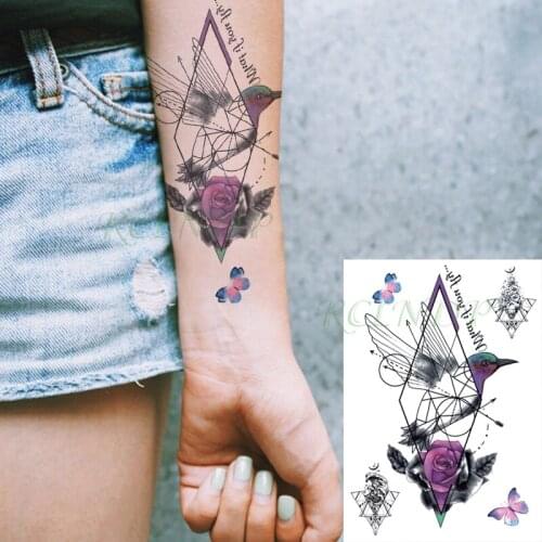 Waterproof Temporary Tattoo Sticker Butterfly Bird Rose Geometric Pattern Arrow Letter Tatto Flash Tatoo Body Art for Women Men