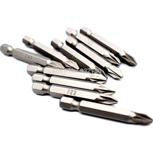 10pcs Pozi #1 #2 #3 (Pz1 Pz2 Pz3) Screwdriver Insert Power Tool Driver Bits 25mm 50mm Magnetic Screwdriver Bit Drywall 1/4" Bits