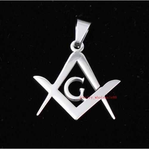 10pcs Lot on sale Fashion religious stainless steel High Polished masonic symbol Pendant Tag Charms DIY Jewelry NECKLACE