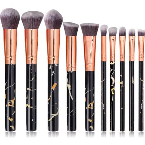 10Pcs Professional Makeup Brush Set Tools Foundation Eye Shadow Lip Gloss Blush Marble Facemakeup Brush Makeup Brush Set