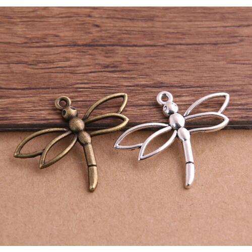 16pcs/lot Fashion Two Color Charms Pendants Findings 27*33mm Jewelry Dragonfly Charms