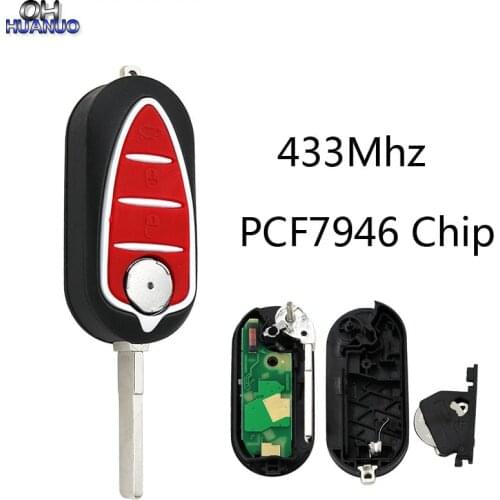 3 Button Folding Remote Key Fob 433MHz PCF7946 For Alfa Romeo 147 156 166 GT