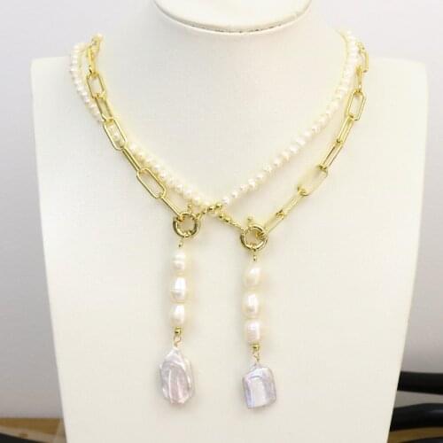 3Pcs Freshwater Pendant Necklace Natural pearls necklace jewelry Pendant Necklace Jewelry necklace 9855