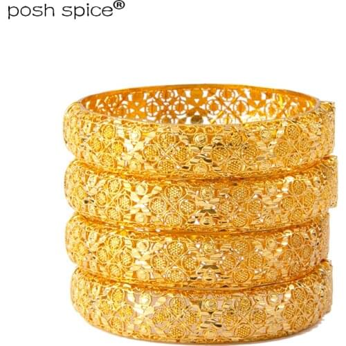 4pcs / lot Gold Color Dubai bracelets for women Ethiopian bangles&bracelets Middle East wedding jewelry African gifts