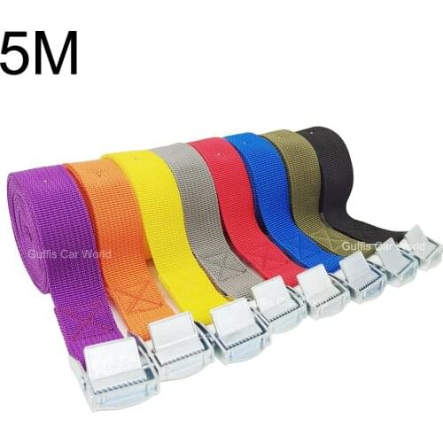 5M Cargo Straps With Buckle Tie-Down Belt for Motorcycle Car Bicycle Metal Tow Rope Strong Ratchet Fixing Belt for Luggage Bag