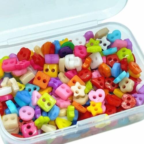 500Pcs/Lot 6MM Resin Flatback Button Assorted Colors Shapes Tiny Beads 2 Holes Sewing Craft DIY Hand-made Clothing Accessories