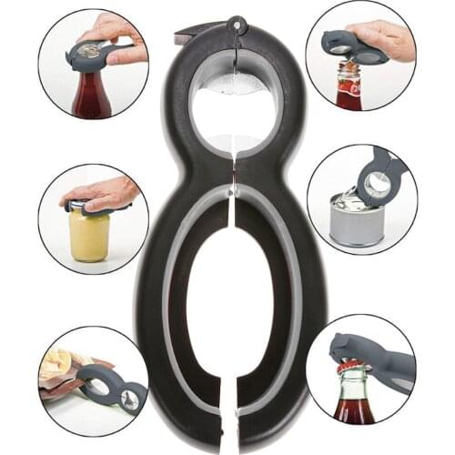 6 in 1 Multifunctional Twist Bottle Opener 8 Shape Jar Gripper Can Beer Lid Opener Wine Claw Can Opener Kitchen Gadgets Dropship