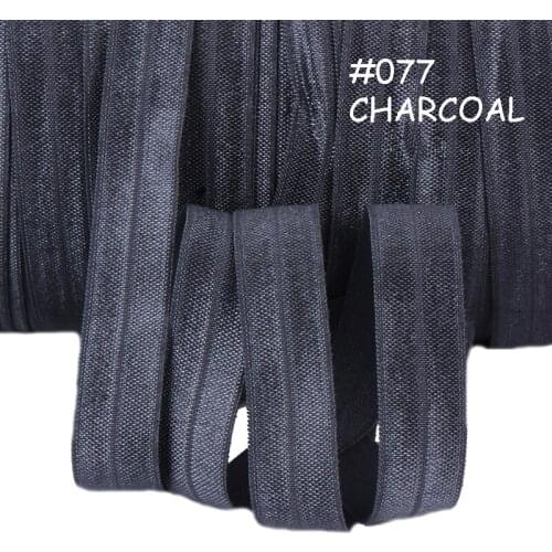 Free shipping #077 charcoal solid fold over elastic in 5/8"