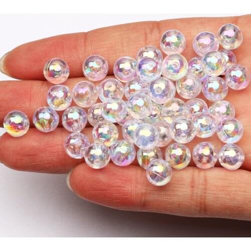6 8 10 12mm Round Balls Acrylic Beads Transparent AB Loose Spacer Beads For Jewelry Making Diy Necklace Bracelet Accessories