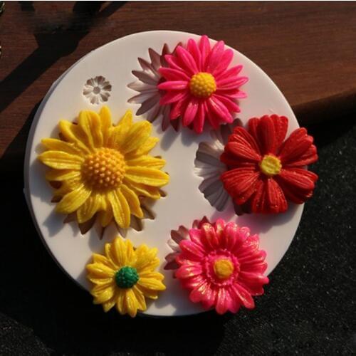 Flowers & Chrysanthemum Mold Fondant Cakes Decor Tools Silicone Molds Sugarcrafts Chocolate Baking Tools For Cakes Gumpaste Form