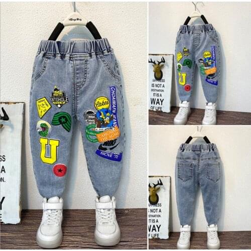 Childrens jeans spring and autumn new childrens clothing kids boys tide pants 2020 spring cartoon Baby boy jeans 2-8 years