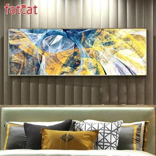 FATCAT large 5D Diy Daimond Painting Abstract golden lines landscape Diamond Painting Round Rhinestone Embroidery Sale AE1231