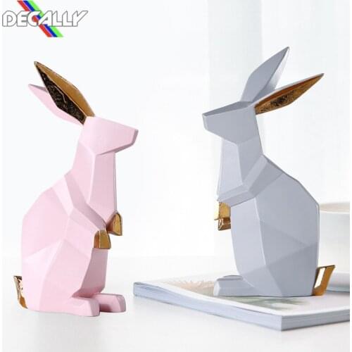 Figurines & Miniatures Rabbits for Study Office Bedroom Decoration Home Decor Accessories Modern Resin Material Optional Color