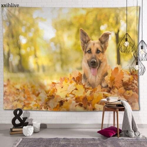 Custom Tapestry German Shepherd Dog Printed Large Wall Tapestries Hippie Wall Hanging Bohemian Wall Art Decoration Room Decor