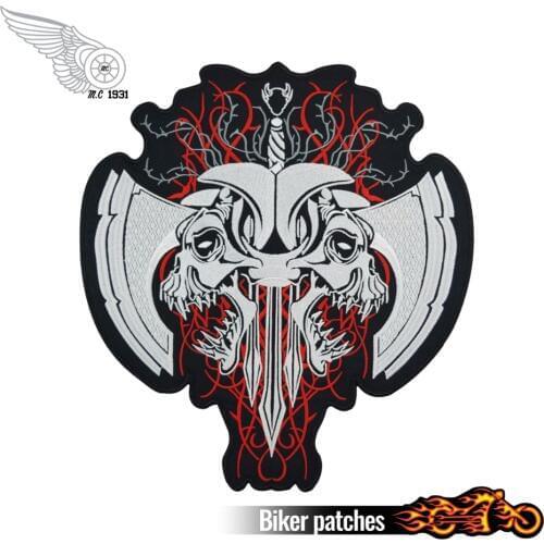 Hot sale! Fashion Skull Embroidered Patches for Full Back Size of Jackets Motorcycle Biker Patch 30CM*28CM Free Shipping