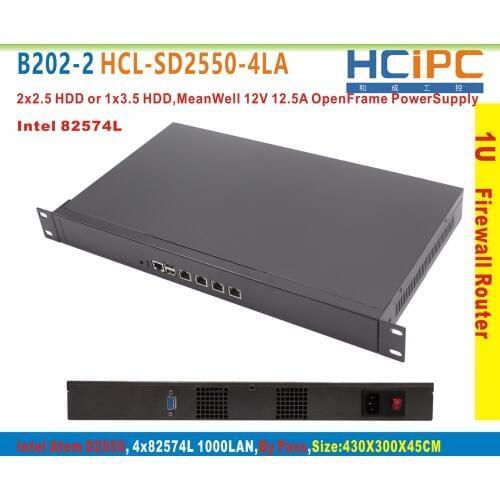 HCiPC B202-2 HCL-SD2550-4LA-System, ATOM D2550+By Pass,4LAN 1U Firewall System/Router, 4LAN Router, Firewall Motherboard