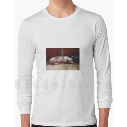 Pig hoodies long sleeve Pig Animal Boar Brown Snout Hay Bale Farming Farm Agriculture Cover Shelter Inside