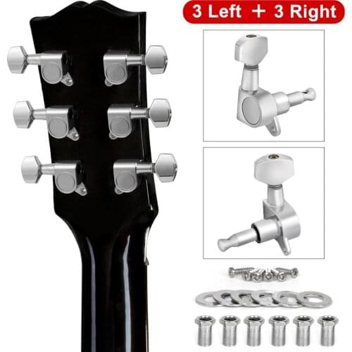 Kmise Acoustic Guitar Tuning Pegs 22.5mm*24.5mm*17.9mm Tuner Machine Heads Knobs Chrome 18:1Muscial Instrument Accessories 3L3R