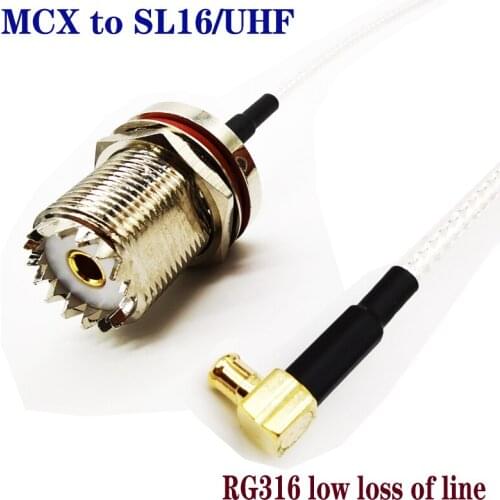 MCX turn SL16 / UHF RG316 low loss line communication equipment transfer feeder to extend interphone tieline rf antenna