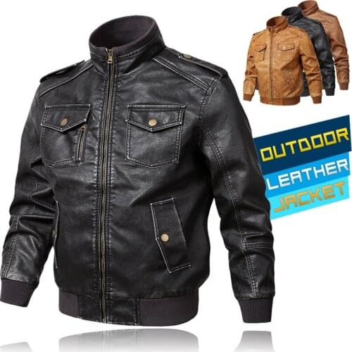 2021 Spring autumn Mens Motorcycle Leather Jacket Biker Outwear Casual Slim Jacket Men Leather Jackets Design Bomber Coat