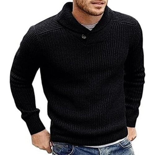 Mens Wool Pullovers Cashmere Turtleneck Slim Fit Turn-Down Collar Warm Thick Long Sleeve Clothes Knitted Cotton Casual Sweaters