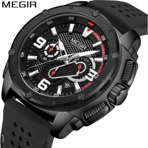 2021MEGIR Men‘s Sport Watch Brand Water ressistance Chronograph Black Quartz Army Military Watches Clock Male Relogio Masculino