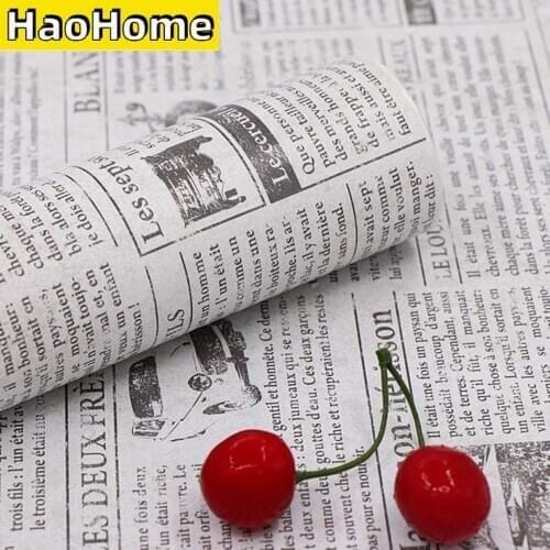 HaoHome White Vintage Newspaper Wallpaper Self Adhesive Contact Paper Waterproof Peel and Stick Wallpaper for Dormitory Decor