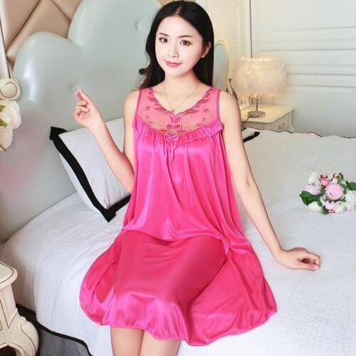 Female Summer Sleeveless Women Sleepwear Lace Satin Silk Lingerie Nightgown Plus Size Princess Bride Sleeping Loose Long Dress